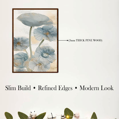 Blue & Amber Floral Wooden Wall Art Set