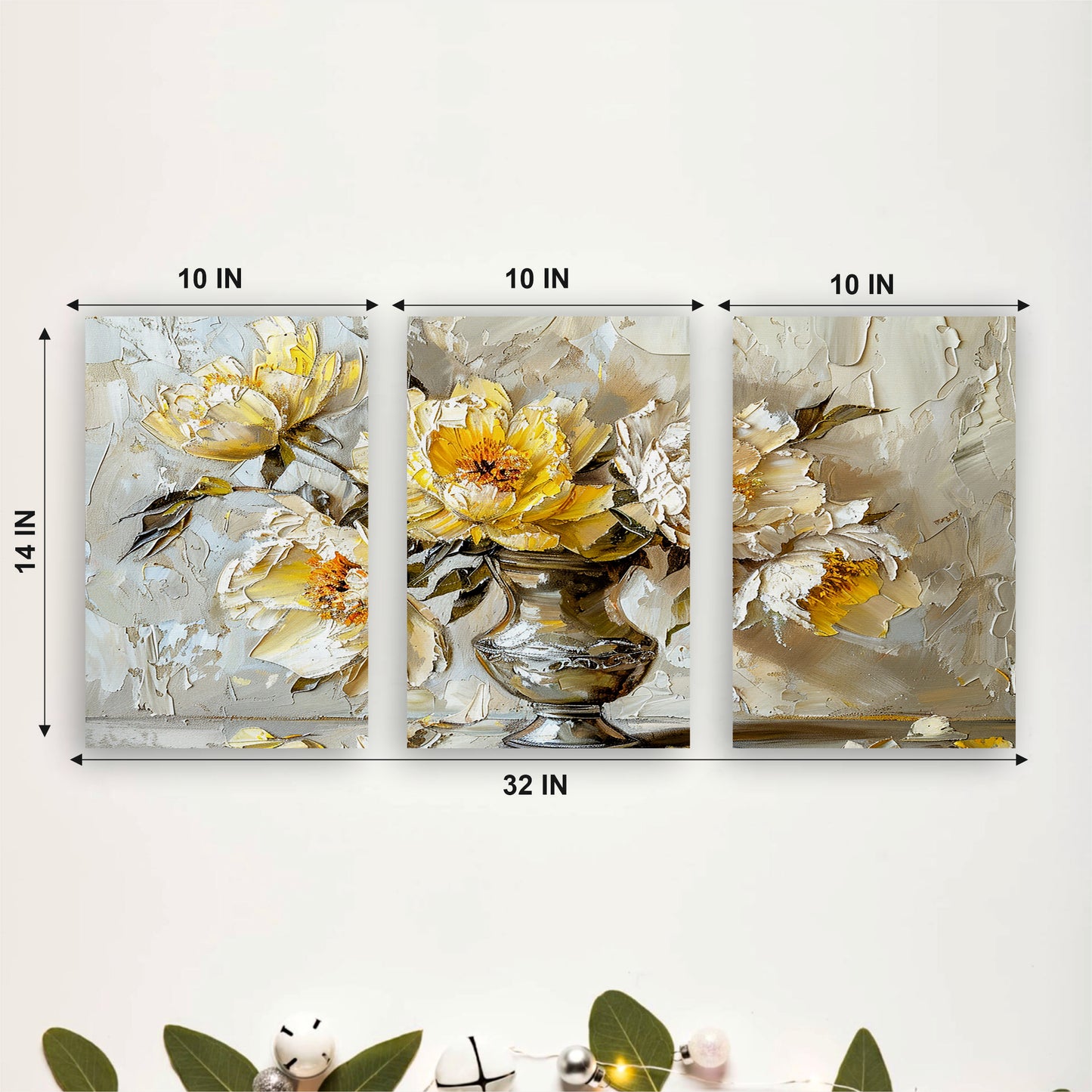 White Lotus in Golden Vase Wooden Wall Art
