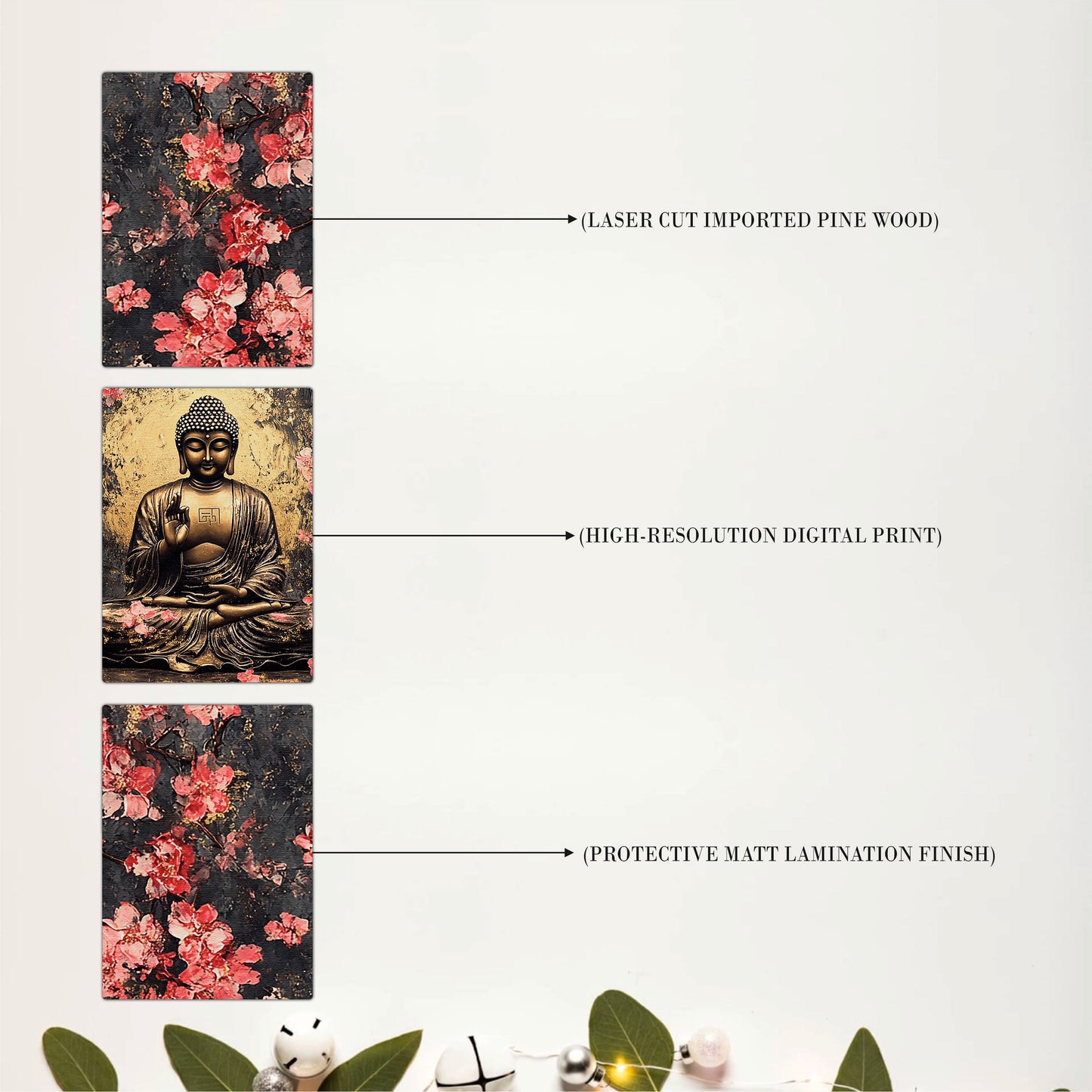 Buddha with Cherry Blossoms Wall Art