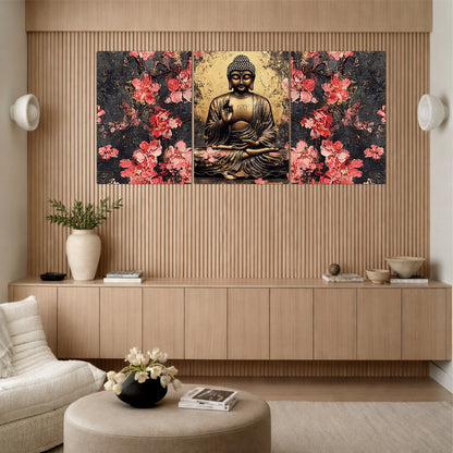 Buddha with Cherry Blossoms Wall Art