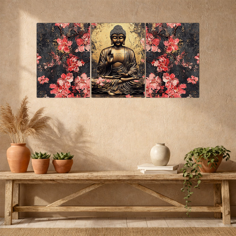 Buddha with Cherry Blossoms Wall Art