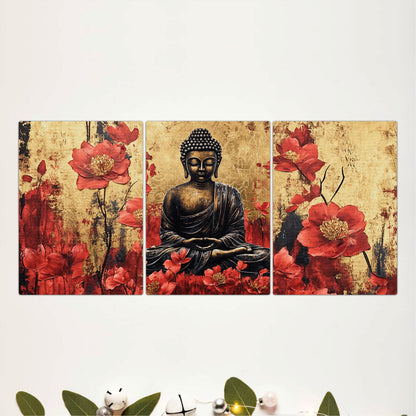 Zen Buddha Floral Wooden Wall Decor
