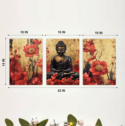 Zen Buddha Floral Wooden Wall Decor