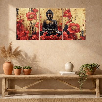 Zen Buddha Floral Wooden Wall Decor