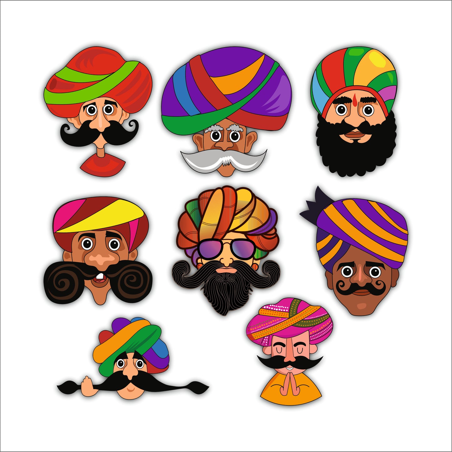 Royal Rajasthani Character Faces Decorative Wooden Wall Art