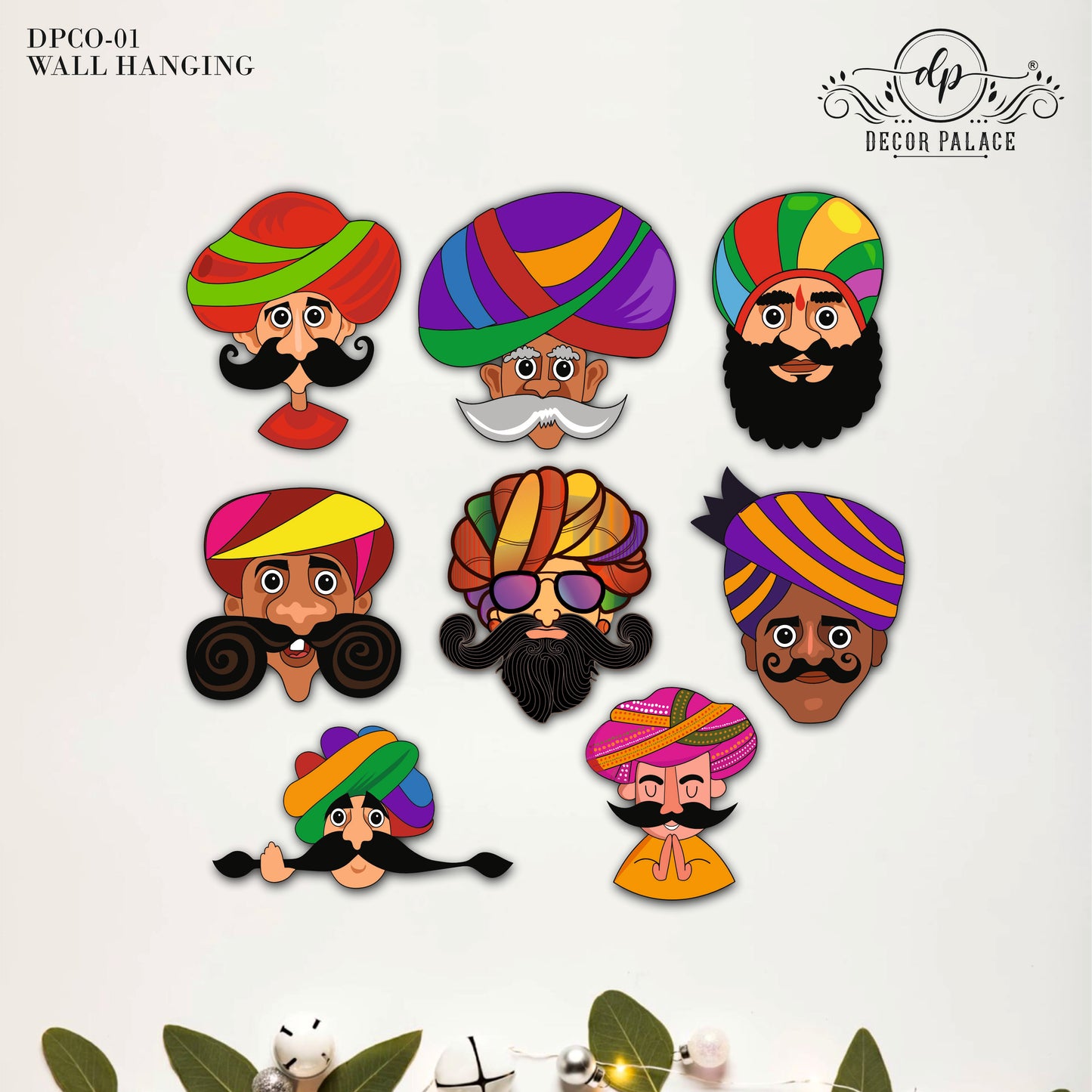 Royal Rajasthani Character Faces Decorative Wooden Wall Art