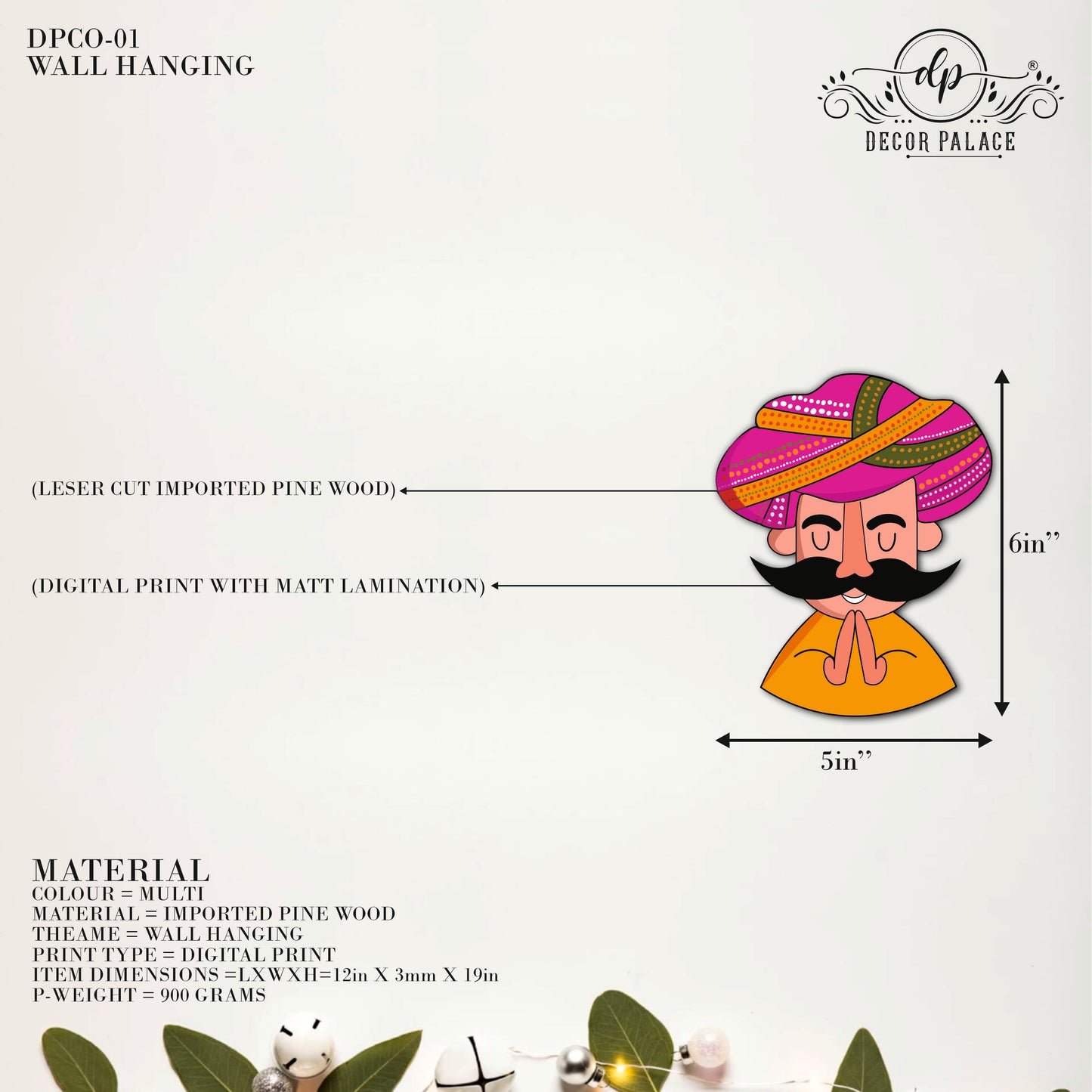 Royal Rajasthani Character Faces Decorative Wooden Wall Art