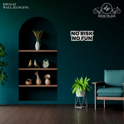 No Risk No Fun Bold Motivational Wooden Wall Art