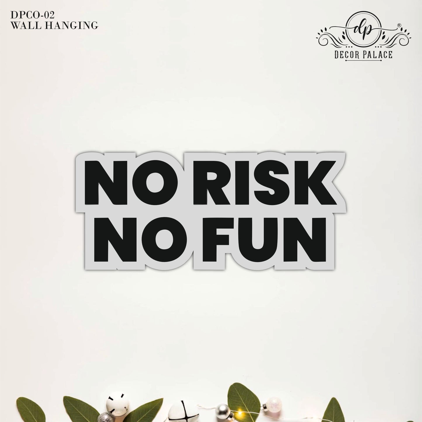 No Risk No Fun Bold Motivational Wooden Wall Art