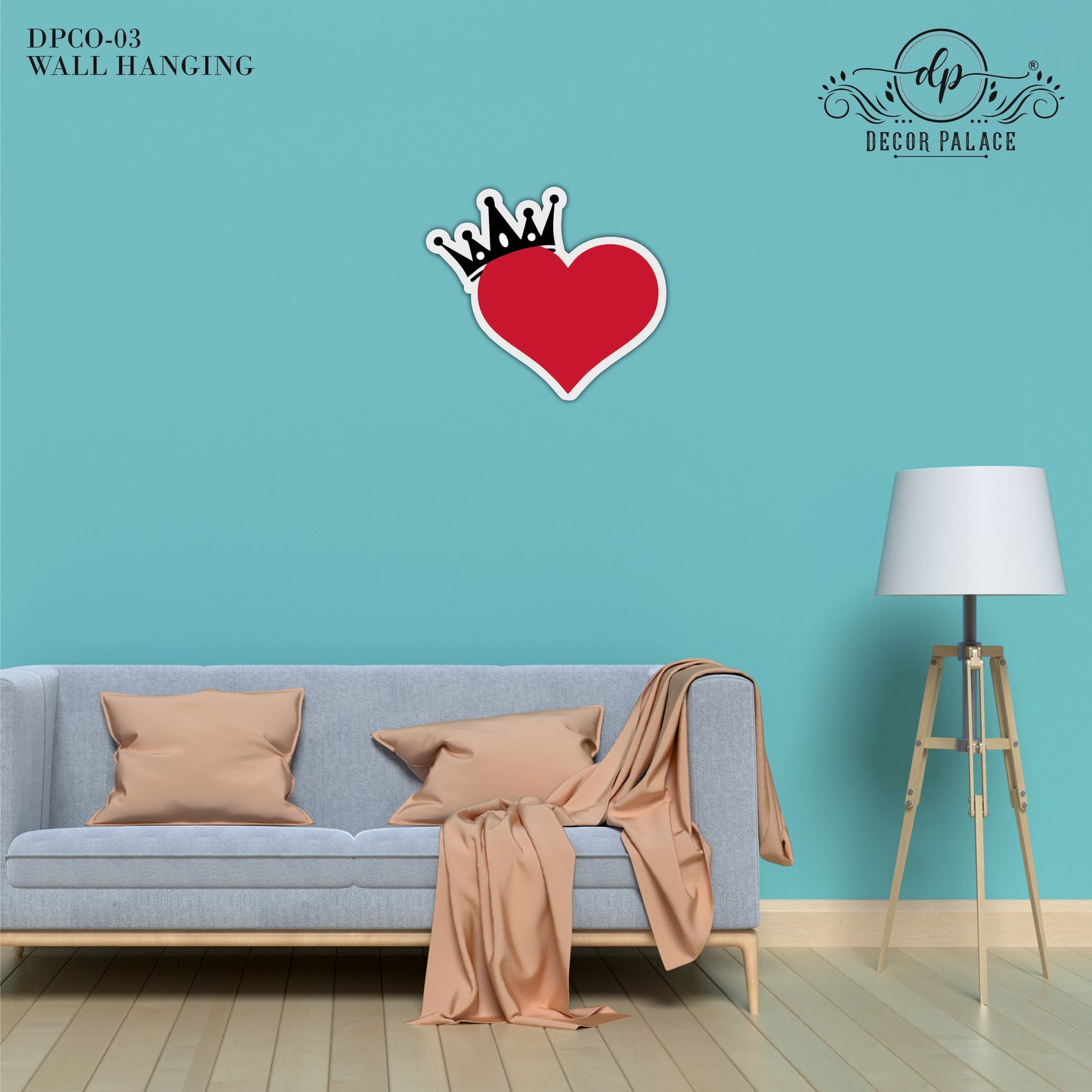 Crowned Heart Minimalist Love Symbol Wooden Wall Art