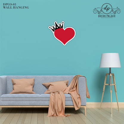 Crowned Heart Minimalist Love Symbol Wooden Wall Art