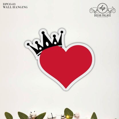 Crowned Heart Minimalist Love Symbol Wooden Wall Art