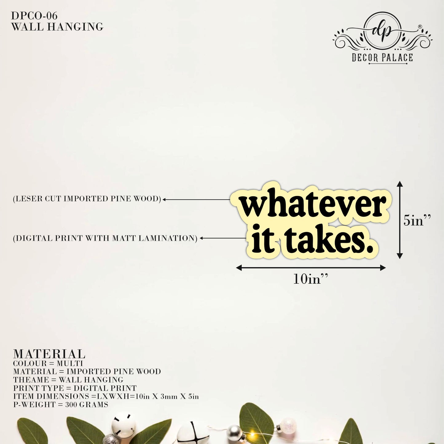 Whatever It Takes Motivational Typography Wooden Wall Art