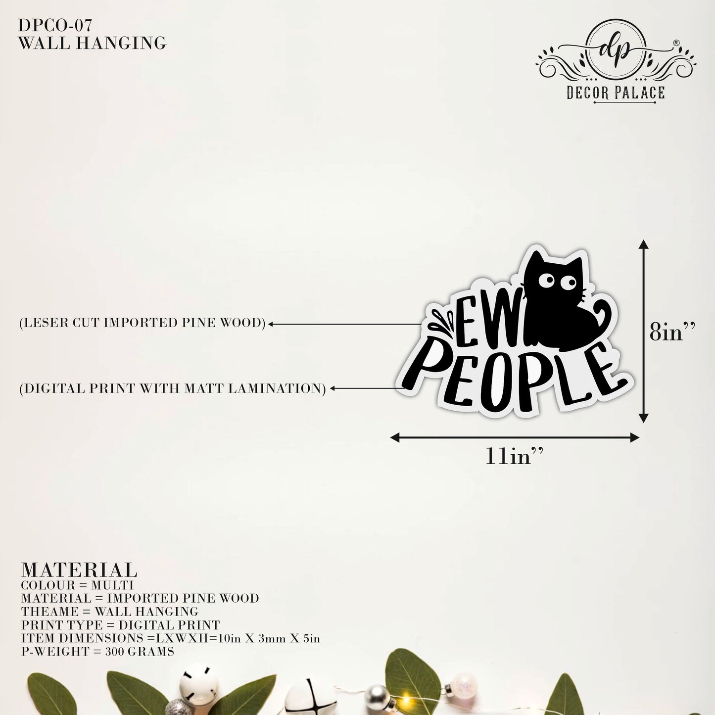 Eww People Funny Cat Typography Wooden Wall Art