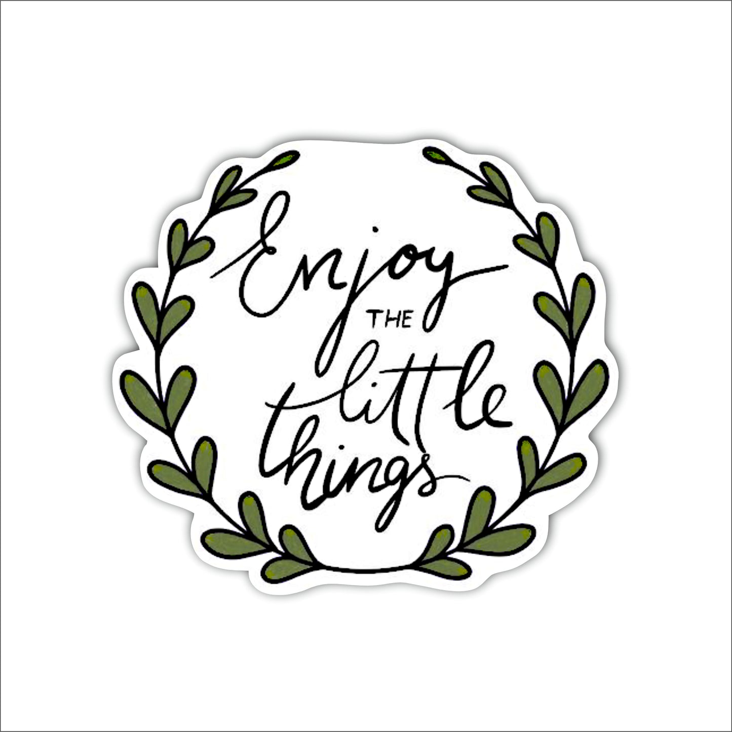 Enjoy the Little Things Botanical Typography Wooden Wall Art