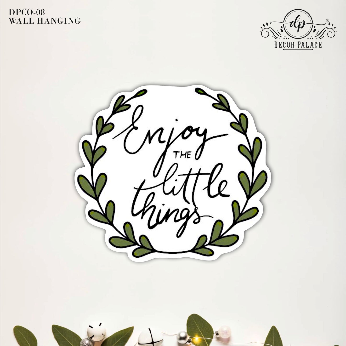 Enjoy the Little Things Botanical Typography Wooden Wall Art