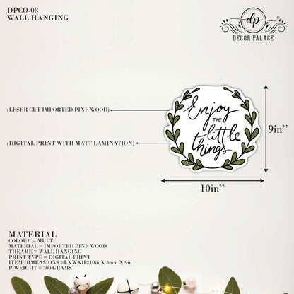 Enjoy the Little Things Botanical Typography Wooden Wall Art
