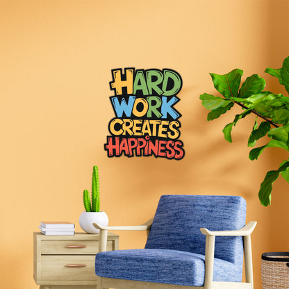 Hard Work Creates Happiness Inspirational Wooden Wall Art