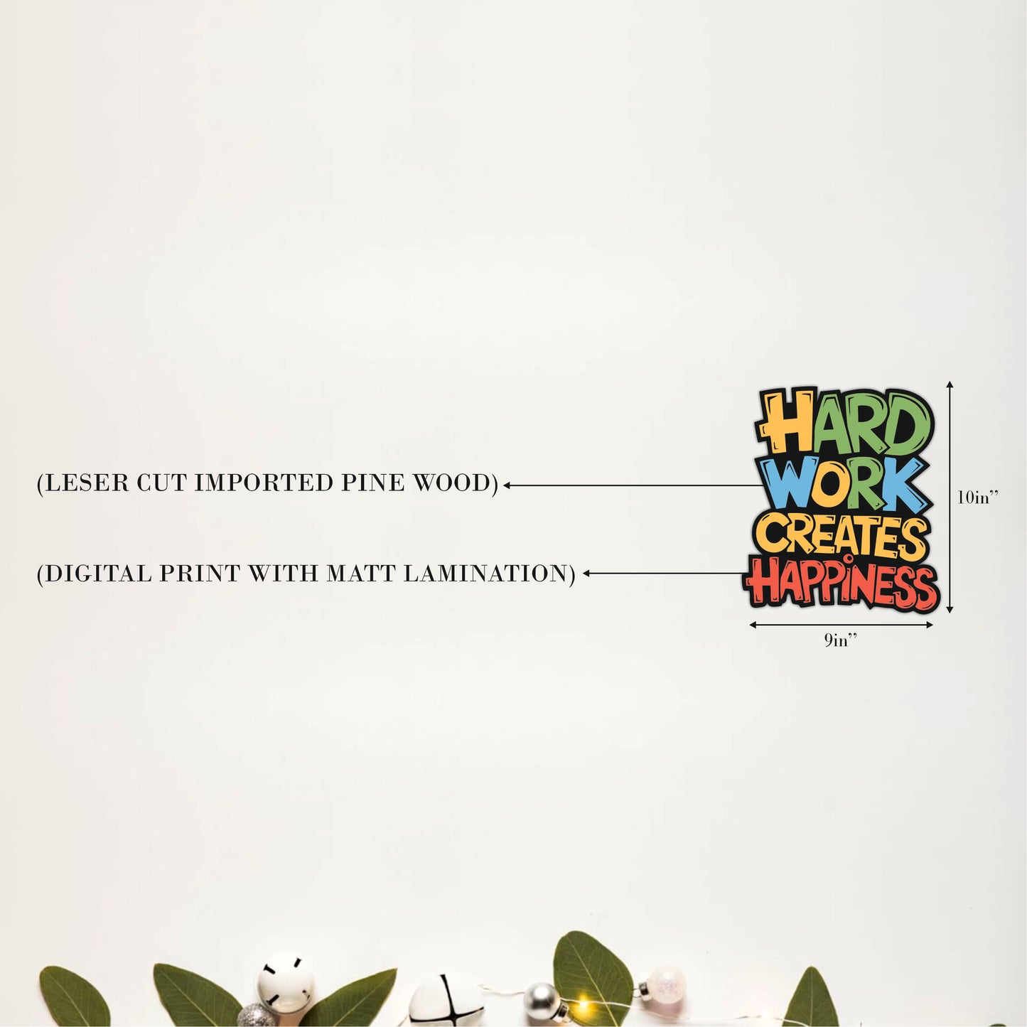 Hard Work Creates Happiness Inspirational Wooden Wall Art