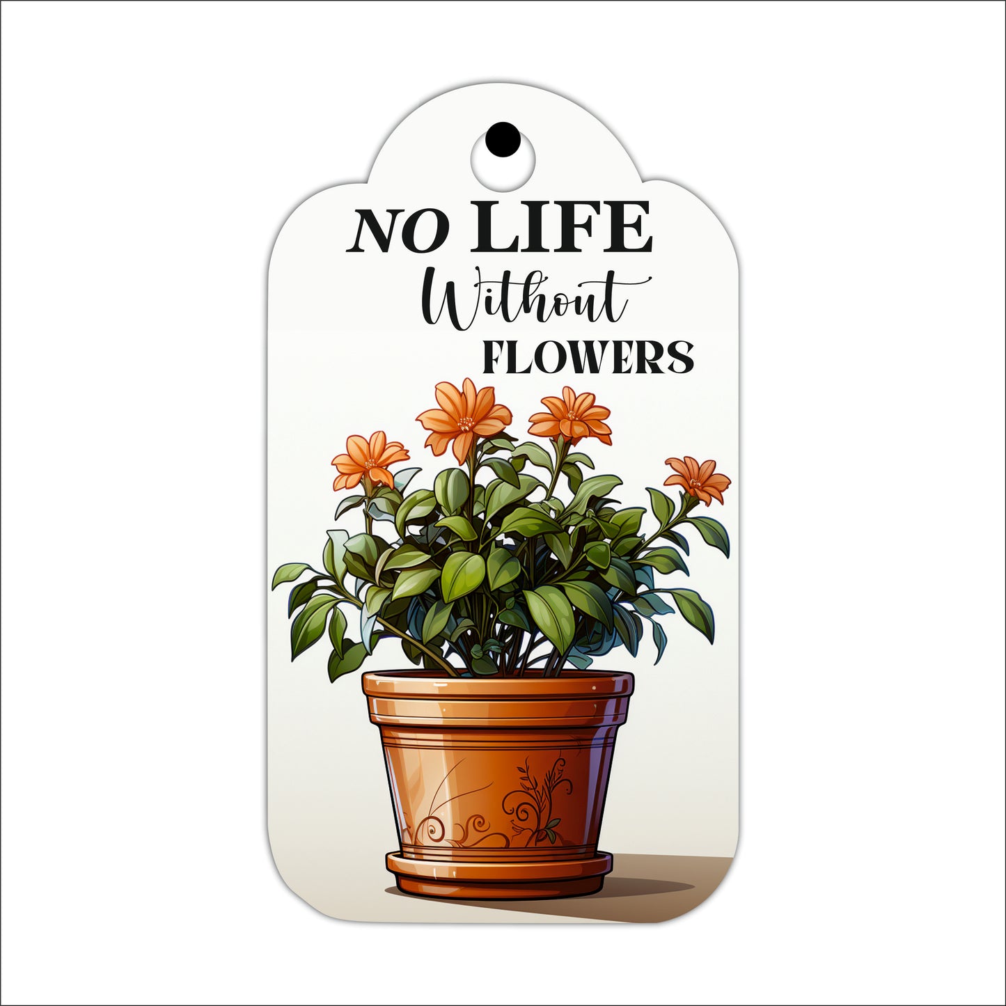 No Life Without Flowers Botanical Wooden Wall Art