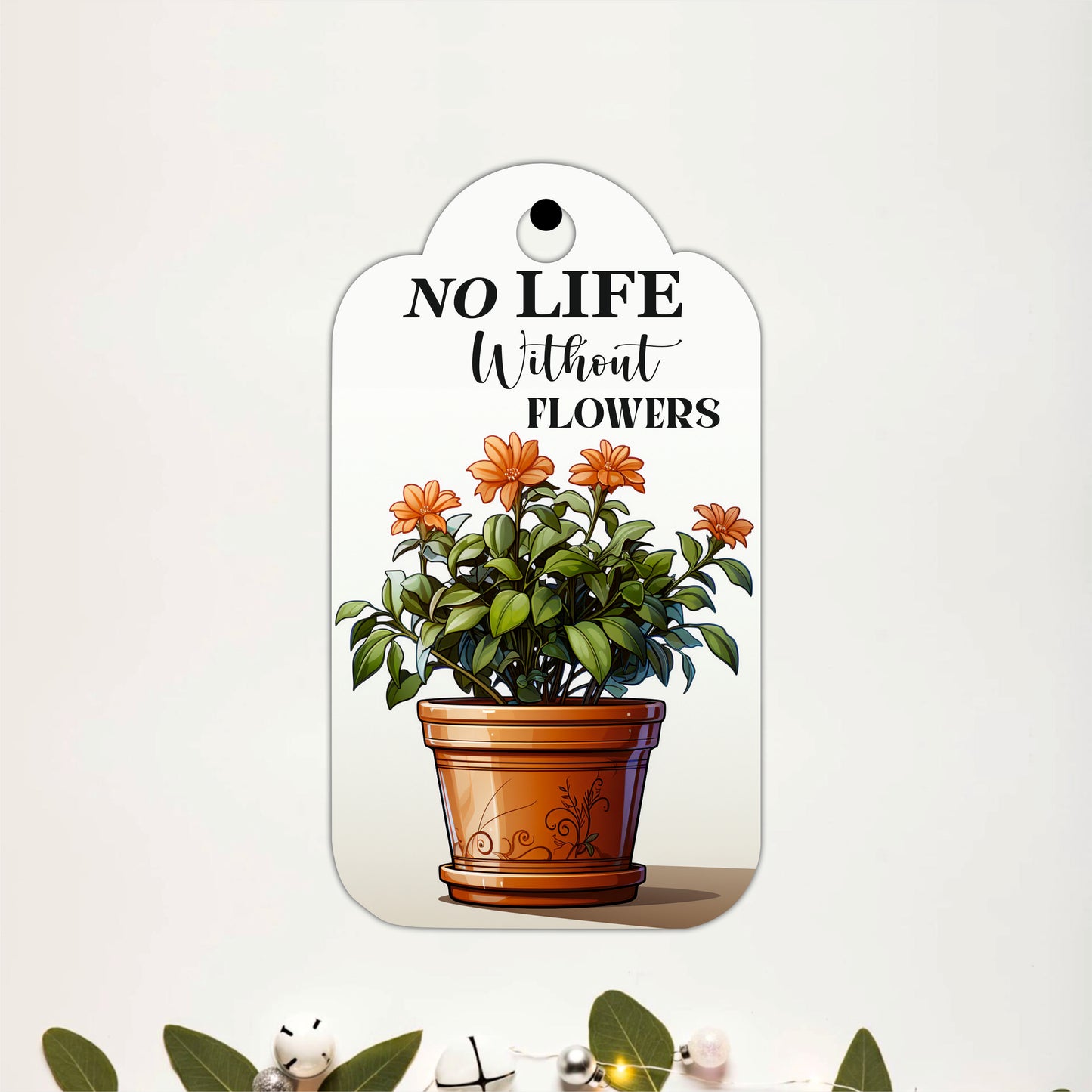 No Life Without Flowers Botanical Wooden Wall Art