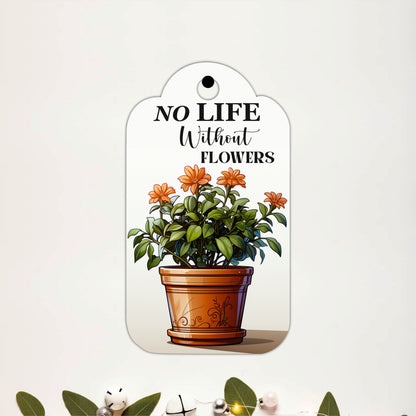 No Life Without Flowers Botanical Wooden Wall Art