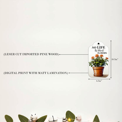 No Life Without Flowers Botanical Wooden Wall Art
