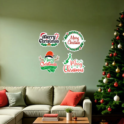 Merry Christmas Holiday Wreath Wooden Wall Art