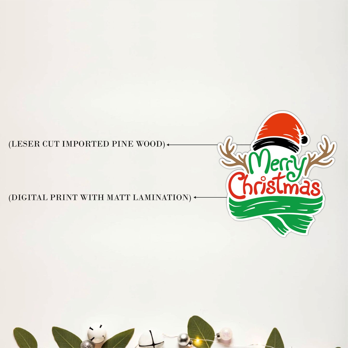 Merry Christmas Holiday Wreath Wooden Wall Art