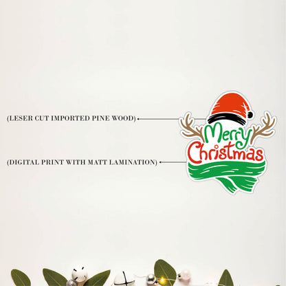 Merry Christmas Holiday Wreath Wooden Wall Art