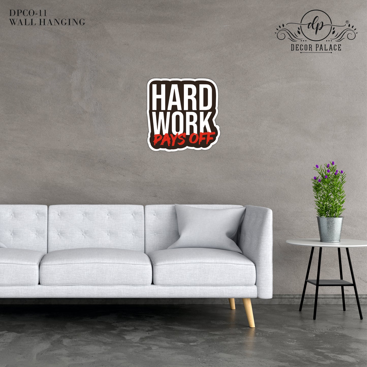 Hard Work Pays Off Inspirational Typography Wooden Wall Art