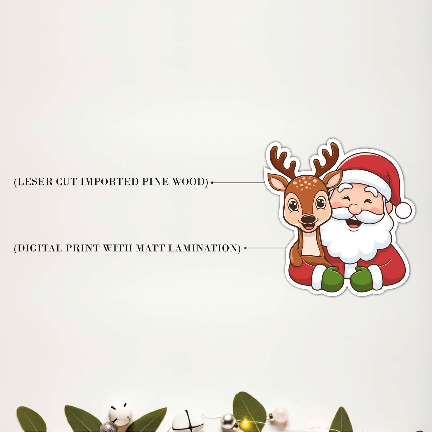 Santa Claus with Reindeer Christmas Wooden Wall Art