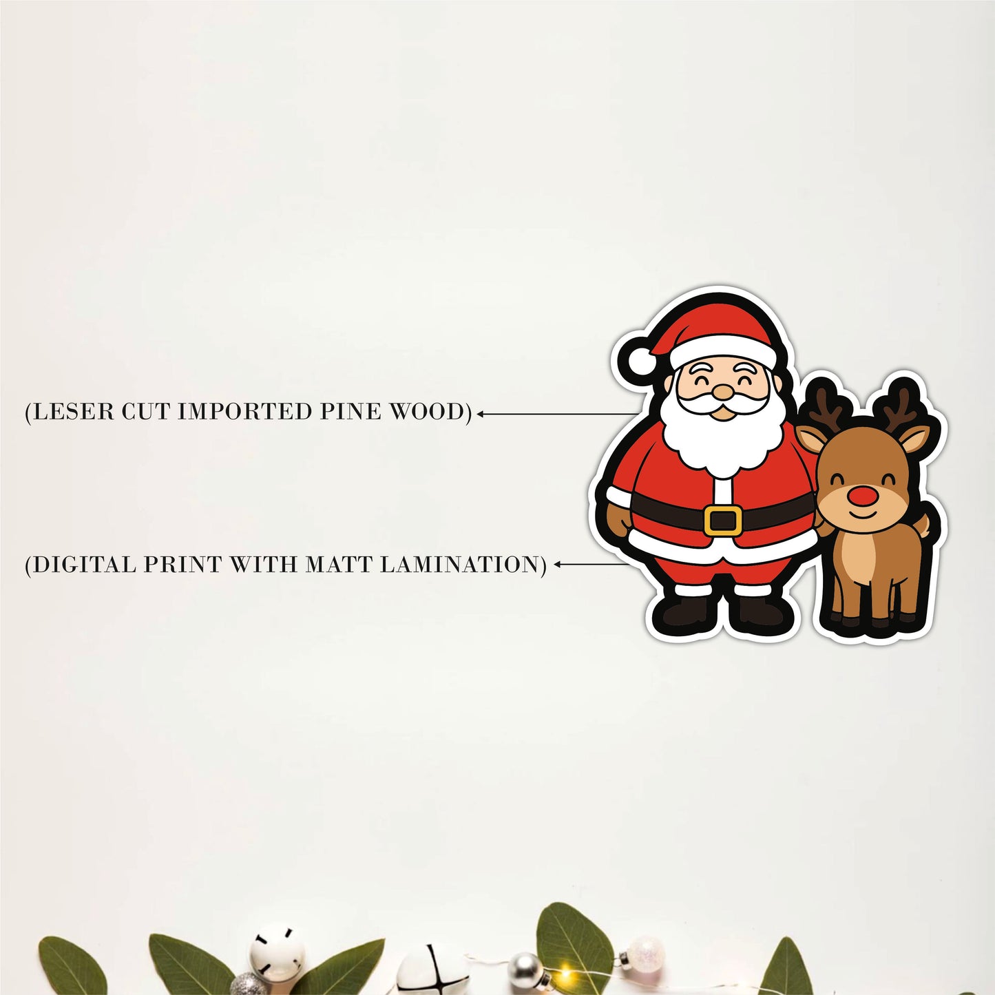 Santa Claus with Reindeer Christmas Wooden Wall Art