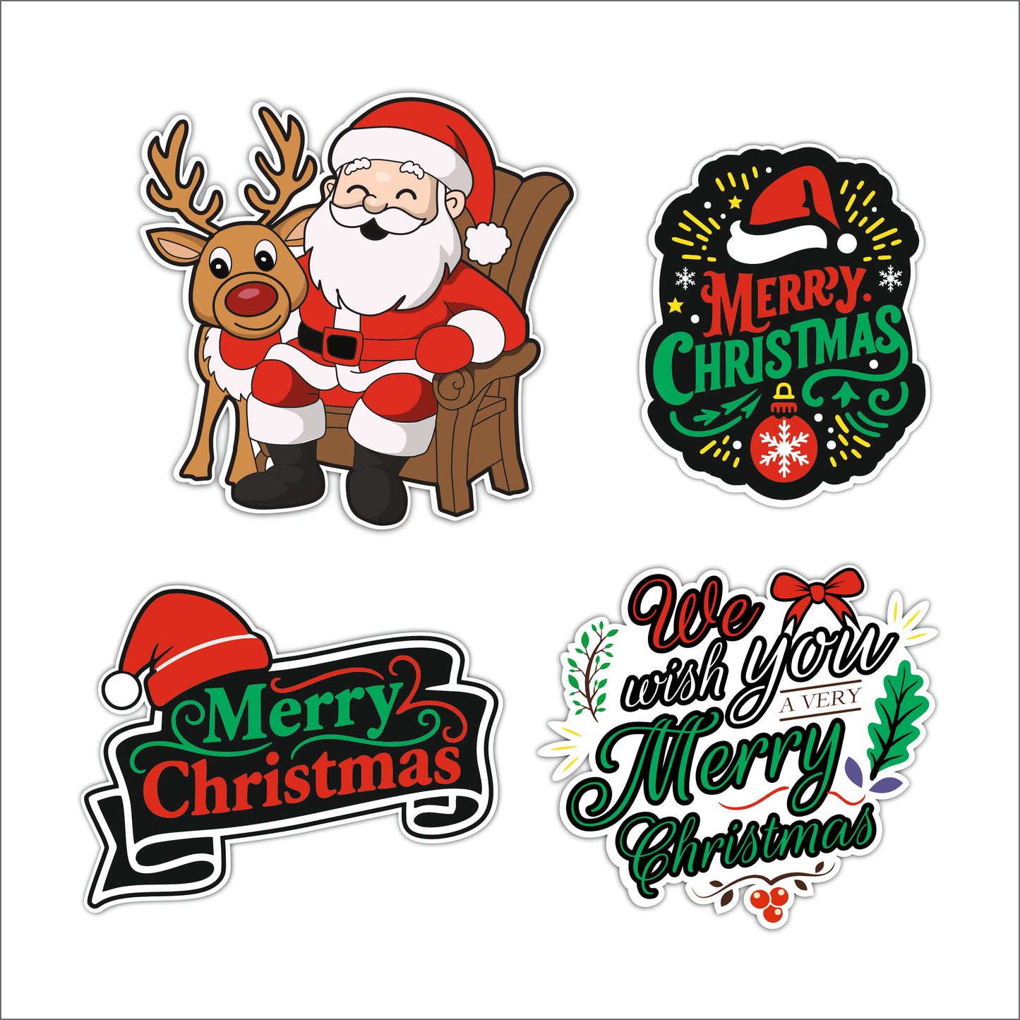 Merry Christmas Santa Hat Sign Wooden Wall Art
