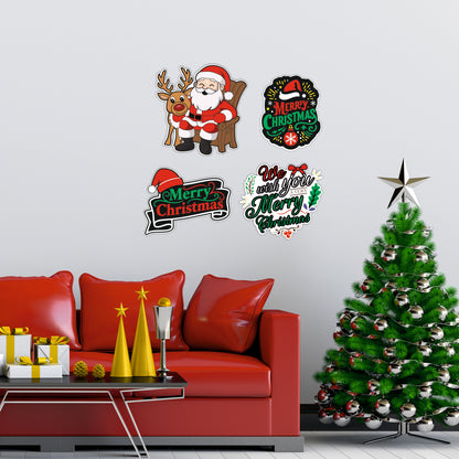 Merry Christmas Santa Hat Sign Wooden Wall Art