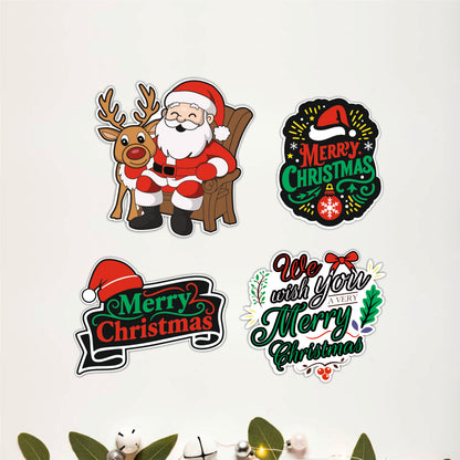 Merry Christmas Santa Hat Sign Wooden Wall Art