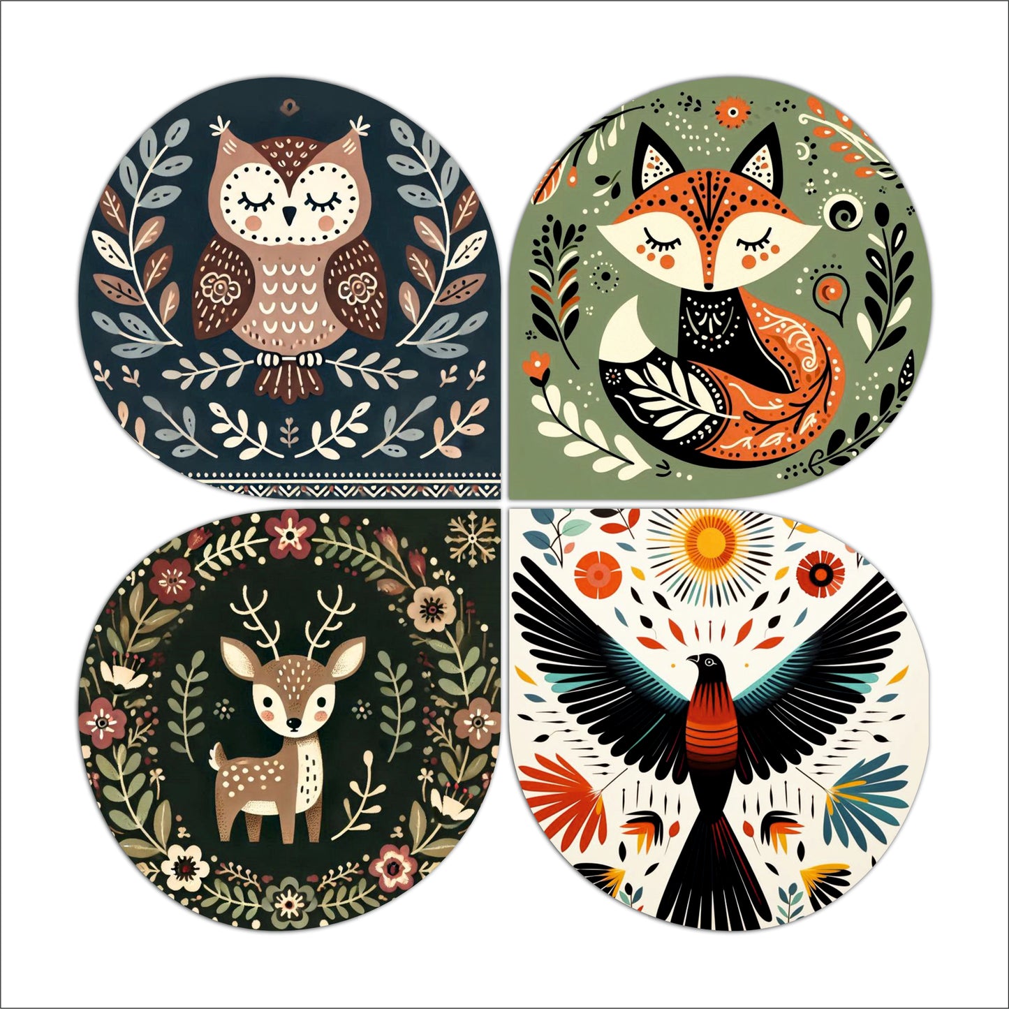 Sleeping Owl Nature Round Wooden Wall Art