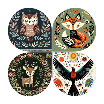 Sleeping Owl Nature Round Wooden Wall Art