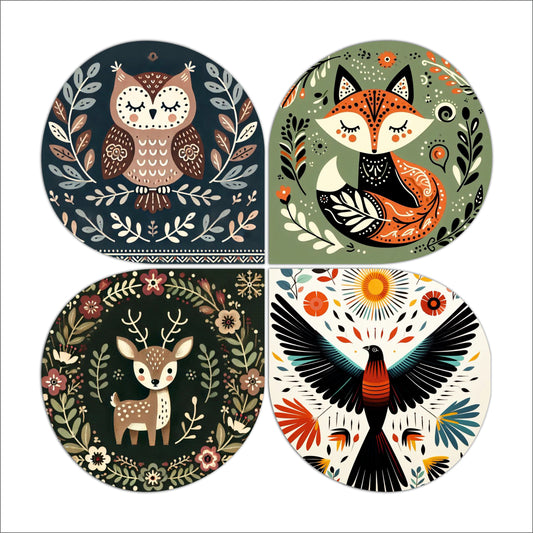 Sleeping Owl Nature Round Wooden Wall Art
