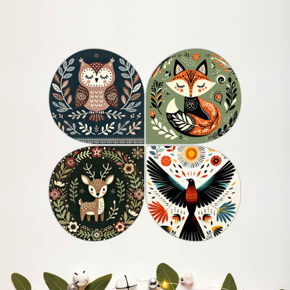 Sleeping Owl Nature Round Wooden Wall Art