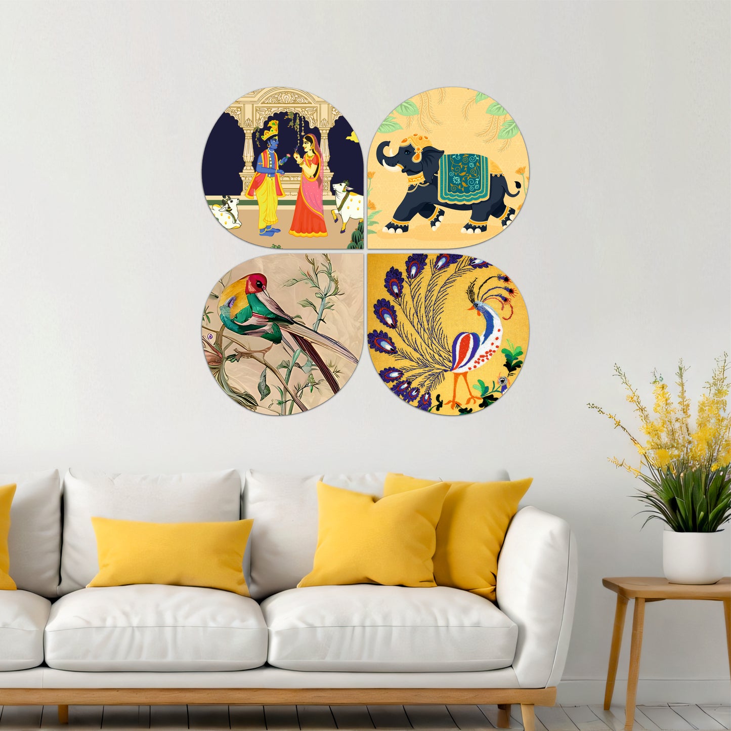 Colorful Exotic Bird Round Wooden Wall Art