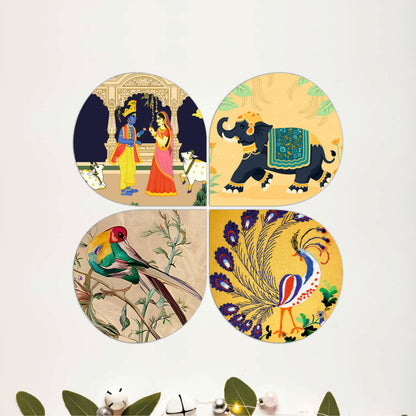 Colorful Exotic Bird Round Wooden Wall Art