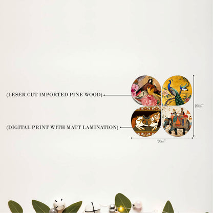 Colorful Songbirds & Floral Round Wooden Wall Art