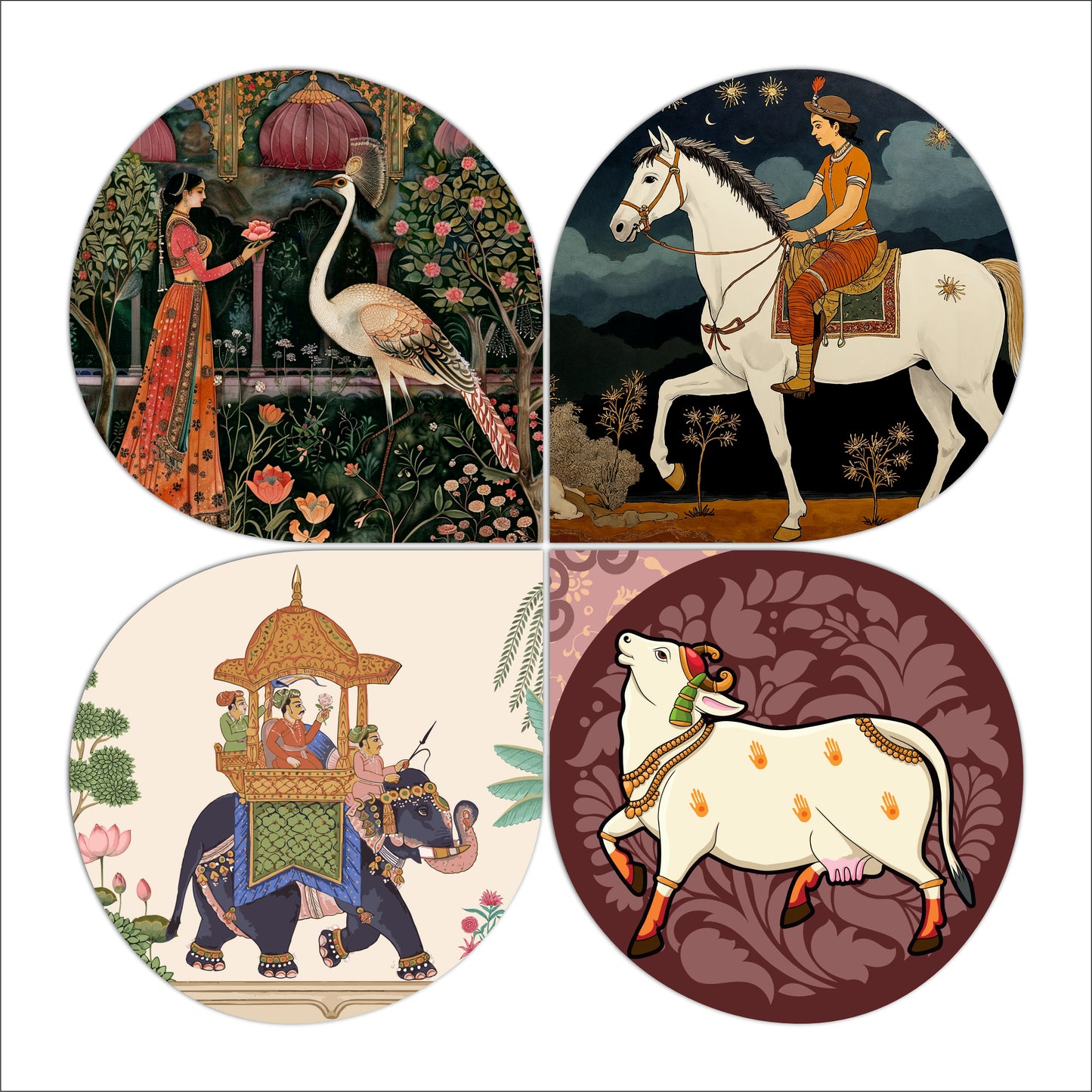 Colorful Songbirds & Floral Round Wooden Wall Art