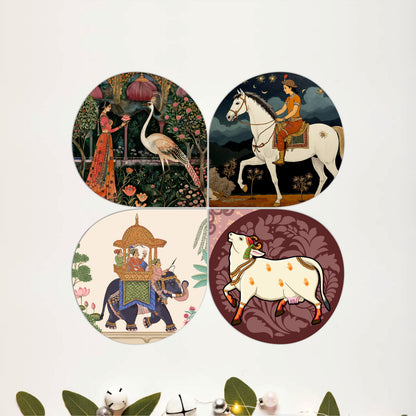 Colorful Songbirds & Floral Round Wooden Wall Art