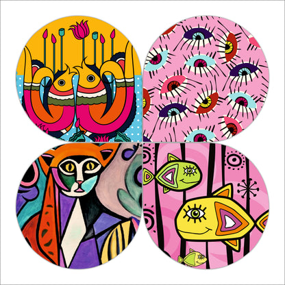 Abstract Evil Eye Pattern Round Wooden Wall Art