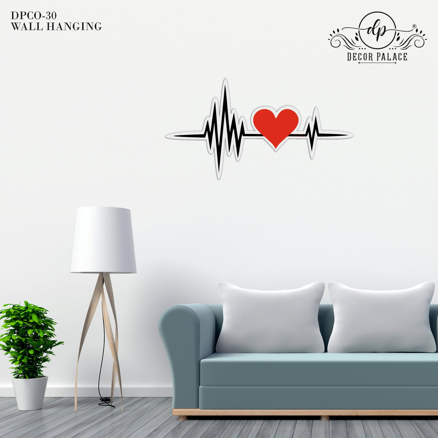 Heartbeat Love Wooden Wall Hanging
