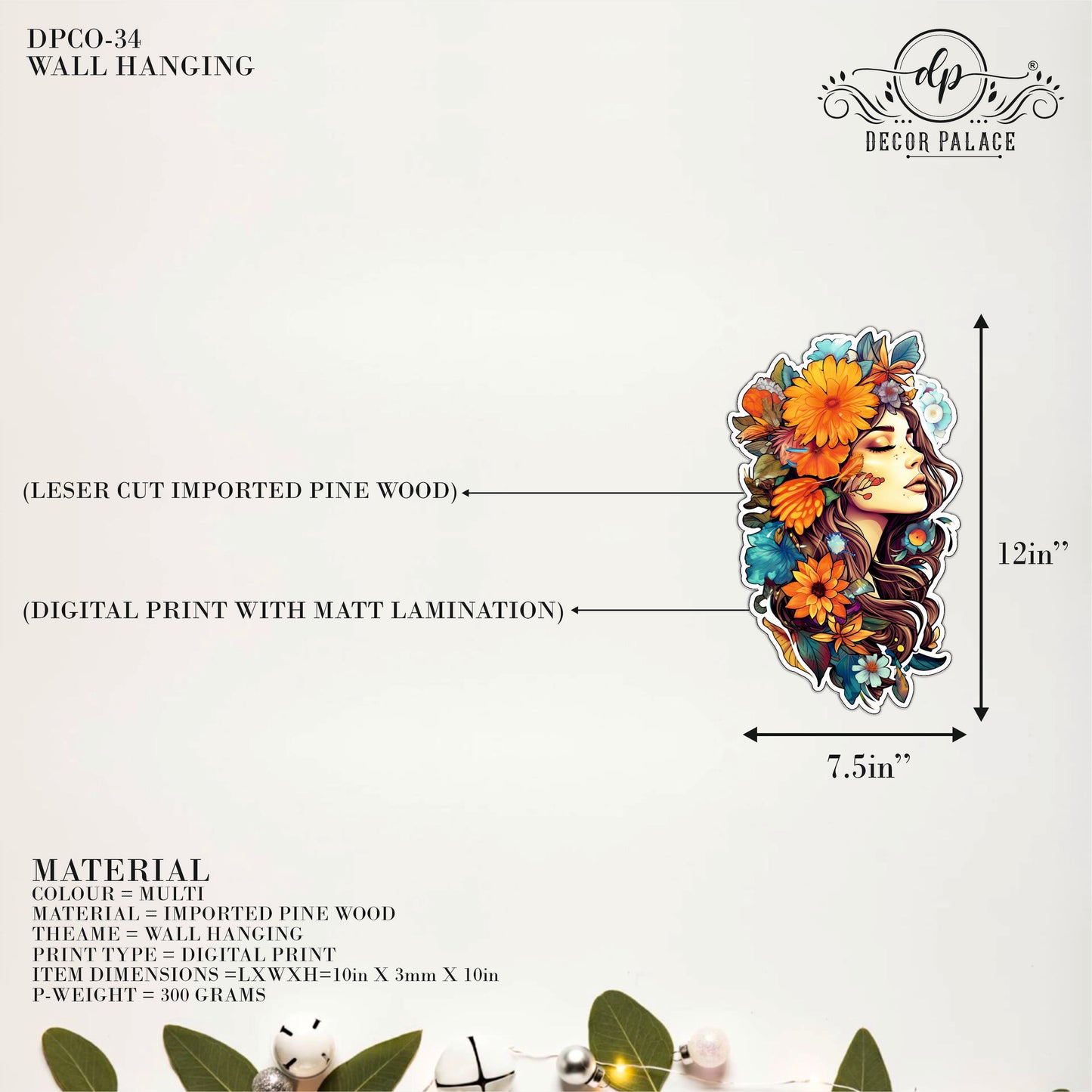 Elegant Floral Portrait Wall Hanging