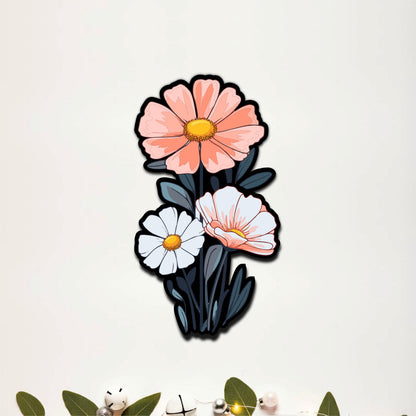 Pastel Wildflower Bouquet Wooden Wall Art