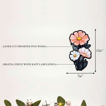 Pastel Wildflower Bouquet Wooden Wall Art